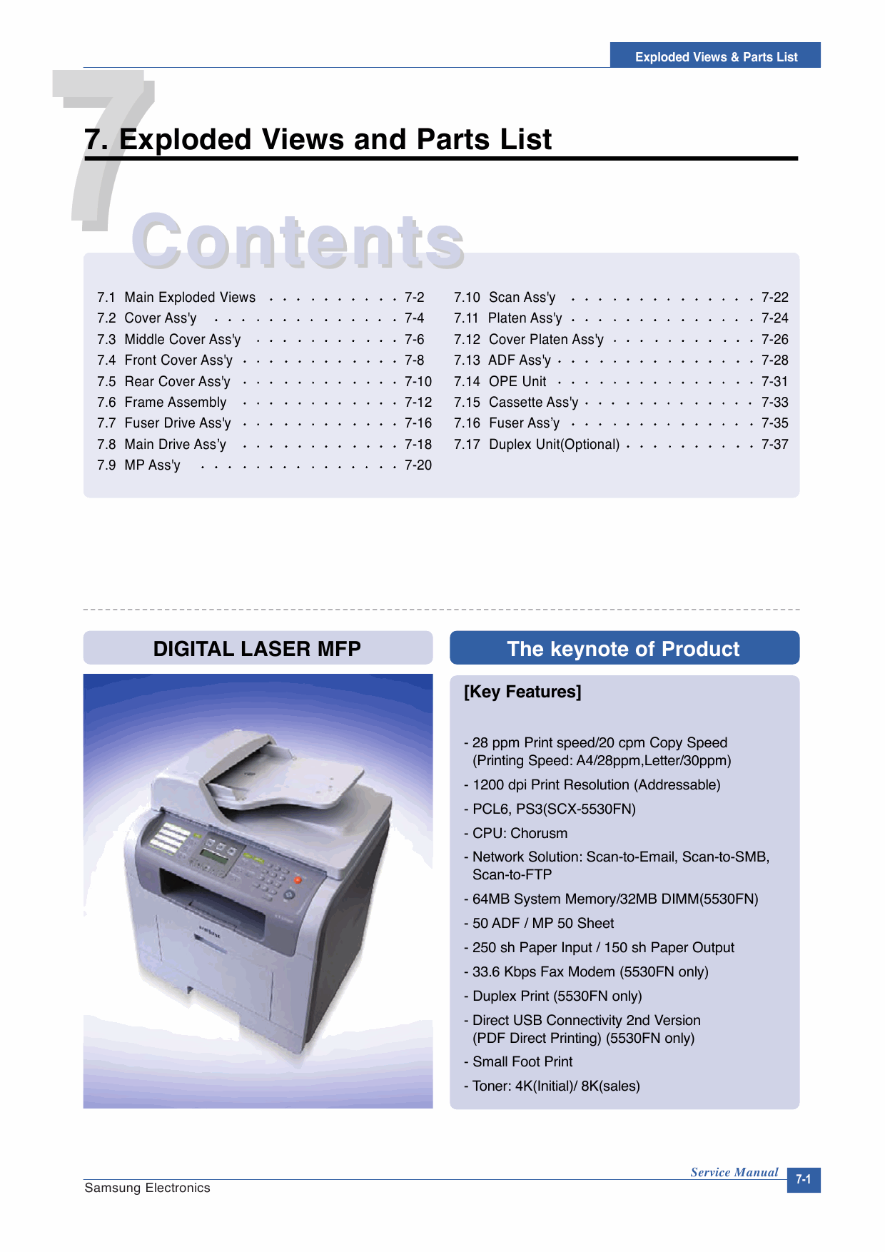 Samsung Digital-Laser-MFP SCX-5530 Parts Manual-1